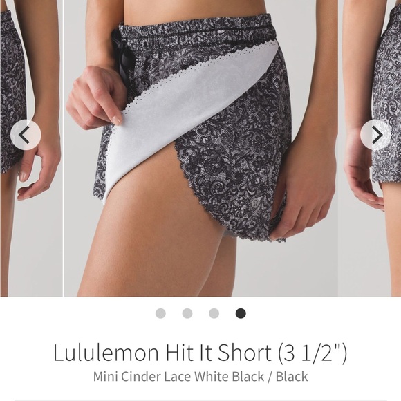 Lululemon Hit It Short (3 1/2”) Mini Cinder Lace White Black - Picture 5 of 5